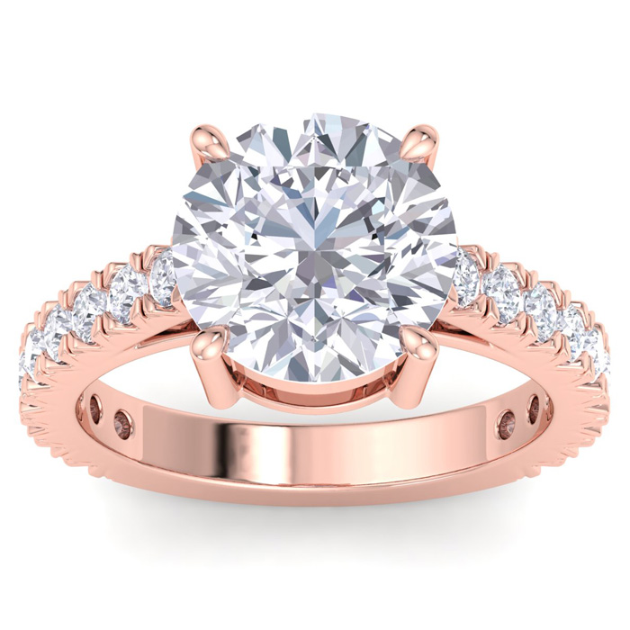 5 Carat Round Lab Grown Diamond Classic Engagement Ring in 14K Rose Gold (5.6 g) (1 Color  VS2)  Size 8.5 by SuperJeweler