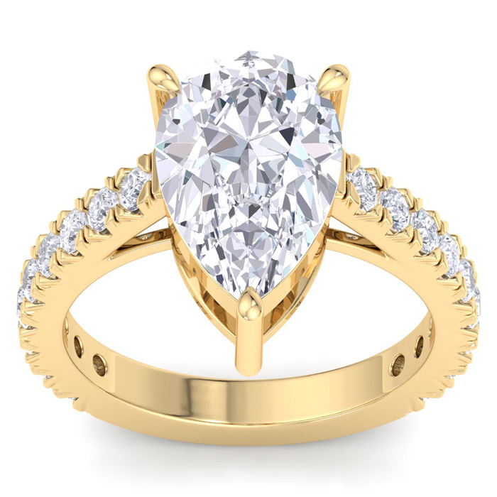 5 Carat Pear Shape Lab Grown Diamond Classic Engagement Ring in 14K Yellow Gold (5.6 g) (1 Color  VS2)  Size 4.5 by SuperJeweler