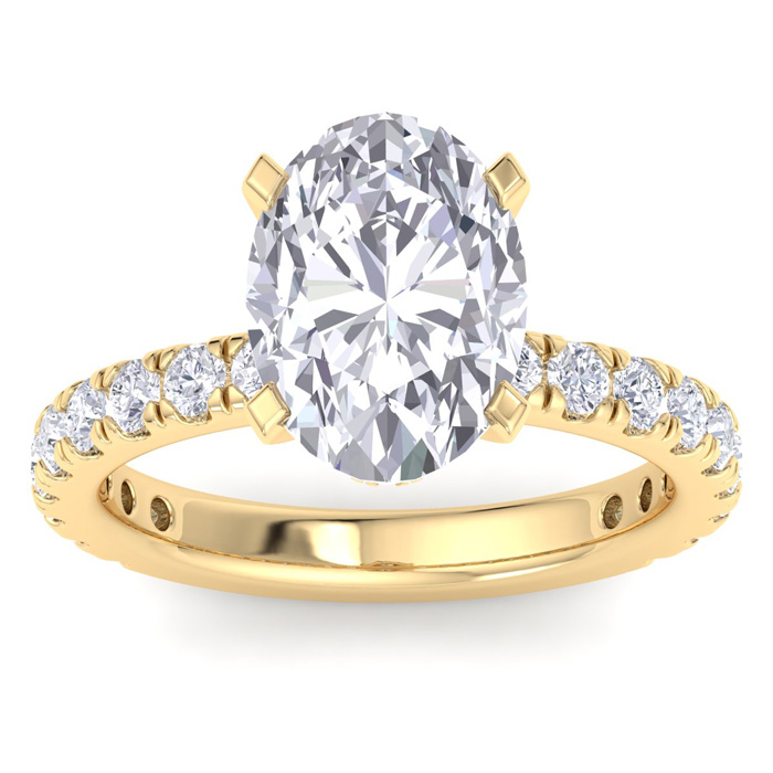 5 Carat Oval Shape Lab Grown Diamond Hidden Halo Engagement Ring in 14K Yellow Gold (5 g) (1 Color  VS2)  Size 8.5 by SuperJeweler