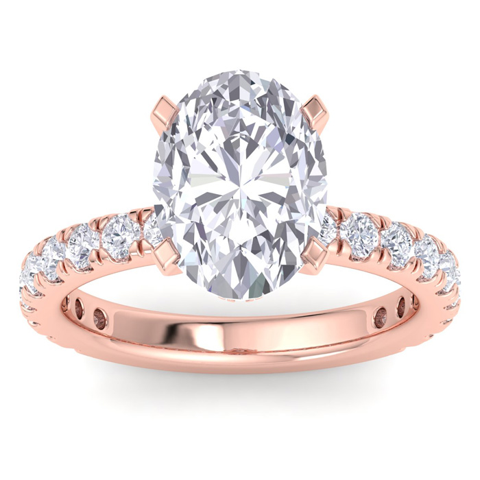 5 Carat Oval Shape Lab Grown Diamond Hidden Halo Engagement Ring in 14K Rose Gold (5 g) (1 Color  VS2)  Size 4.5 by SuperJeweler