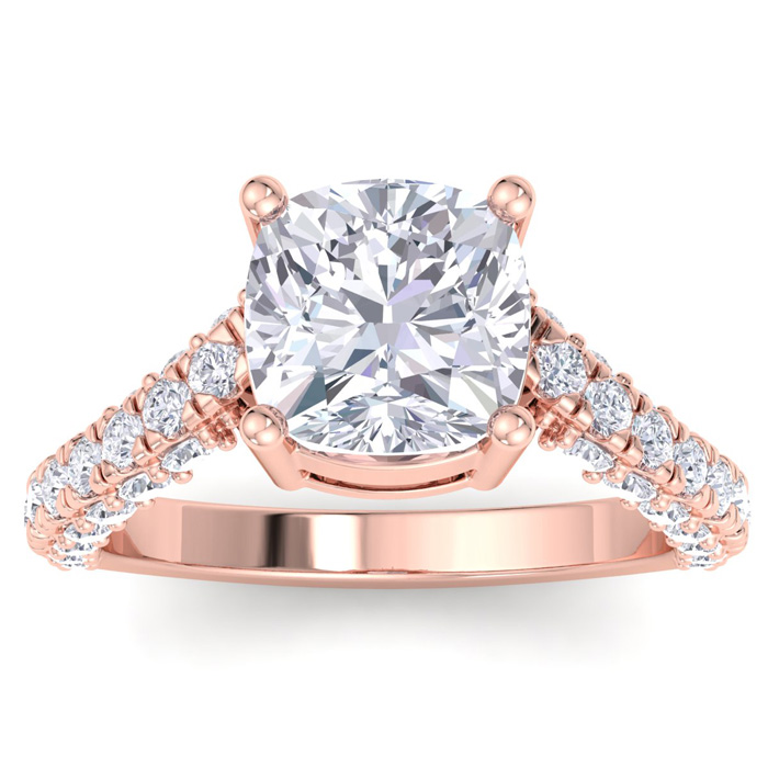 5 Carat Cushion Cut Lab Grown Diamond Curved Engagement Ring in 14K Rose Gold (5.3 g) (1 Color  VS2)  Size 5.5 by SuperJeweler