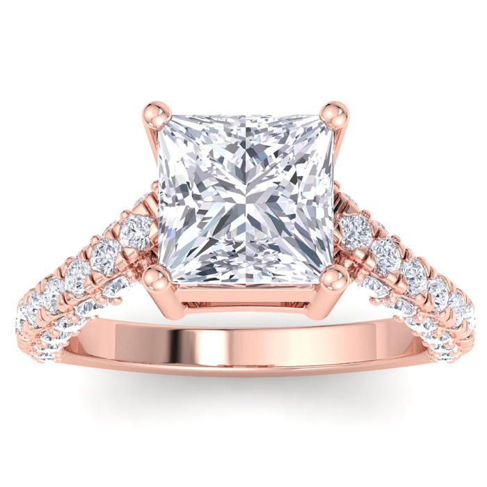 5 Carat Princess Cut Lab Grown Diamond Curved Engagement Ring in 14K Rose Gold (5.5 g) (1 Color  VS2) by SuperJeweler