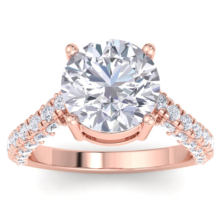 5 Carat Round Lab Grown Diamond Curved Engagement Ring in 14K Rose Gold (5.6 g) (1 Color  VS2)  Size 5.5 by SuperJeweler