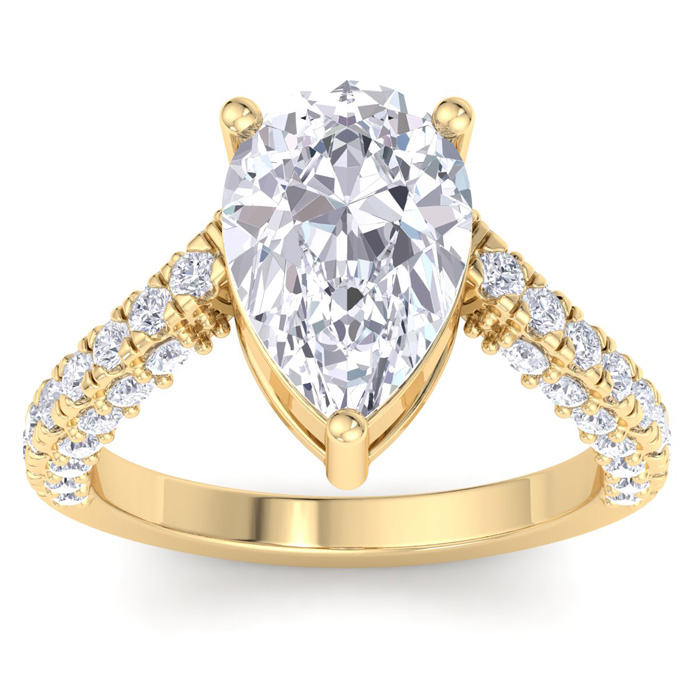 5 Carat Pear Shape Lab Grown Diamond Curved Engagement Ring in 14K Yellow Gold (5.8 g) (1 Color  VS2) by SuperJeweler