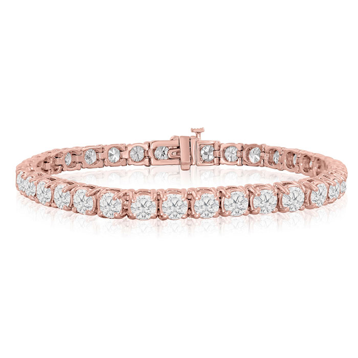 10 1/2 Carat Lab Grown Diamond Tennis Bracelet in 14K Rose Gold (