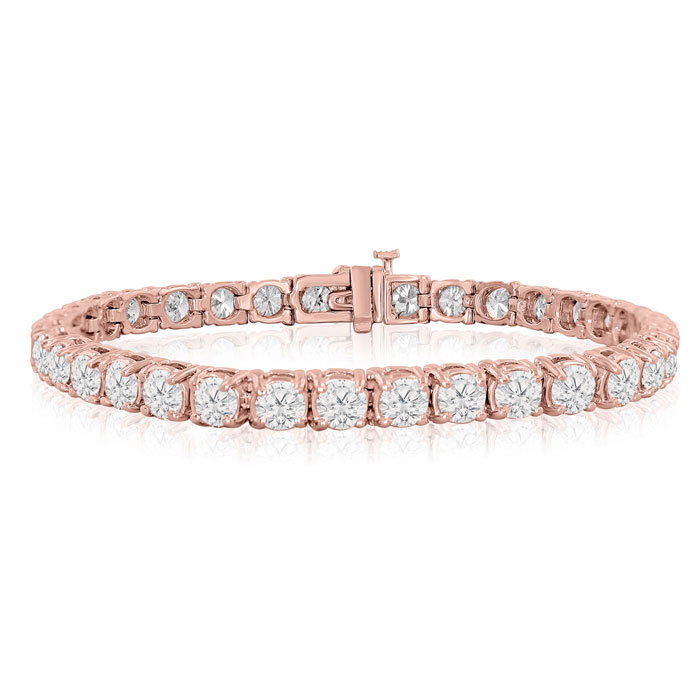 9 1/2 Carat Lab Grown Diamond Tennis Bracelet in 14K Rose Gold (1