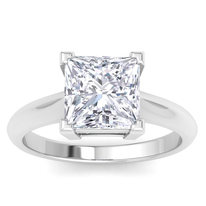 4.01 Carat Princess Cut Lab Grown Diamond Solitaire Engagement Ri