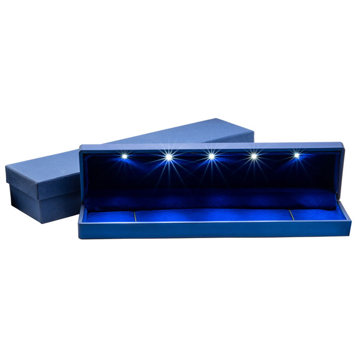 Bracelet Jewelry Box w/ Light & Blue Velvet Interior by SuperJeweler