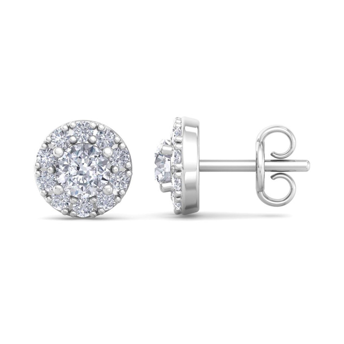 1/4 Carat Diamond Stud Earrings w/ Pave Diamonds in White Gold (1.5 g),  by SuperJeweler