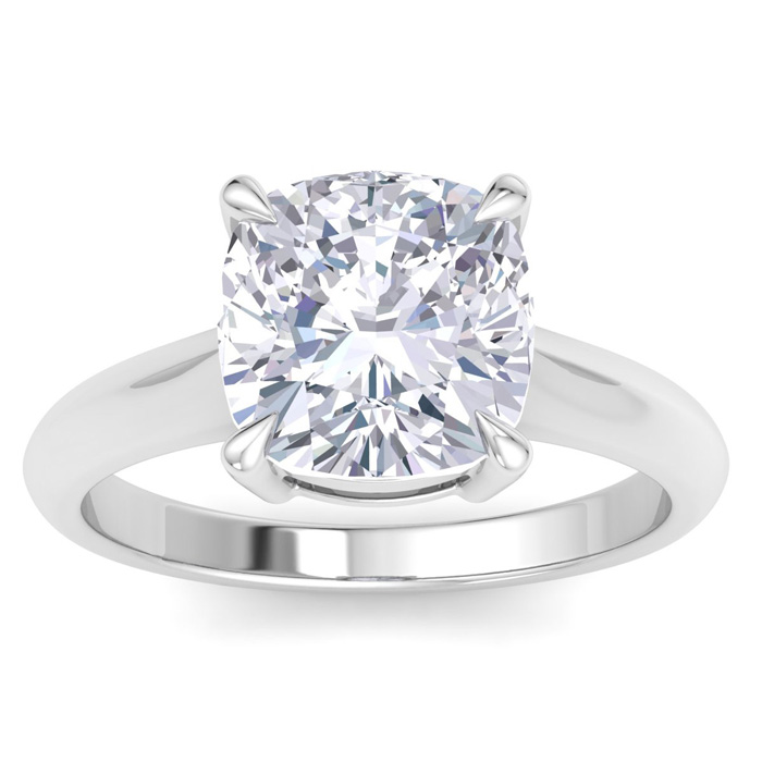 5.10 Carat Square Cushion Cut Modified Brilliant Cut Lab Grown Diamond Solitaire Engagement Ring in 14K White Gold (5 g) (G  VS1) by SuperJeweler