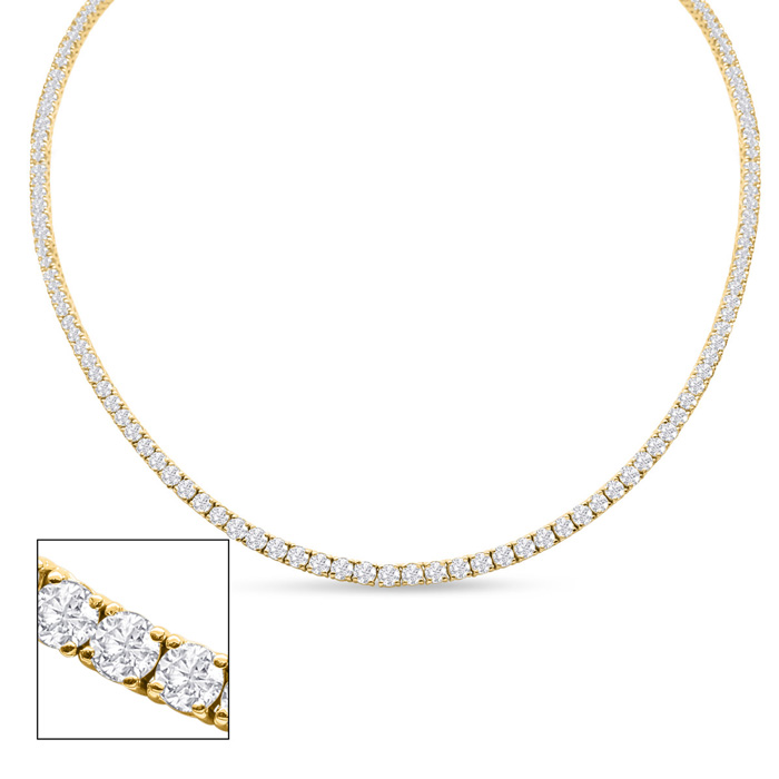 13 Carat Lab Grown Diamond Tennis Necklace in 14K Yellow Gold (20