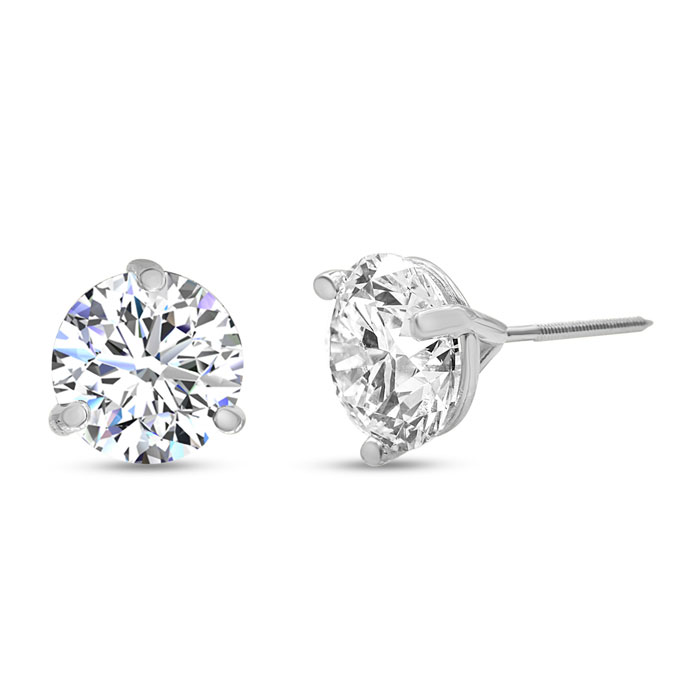 4 Carat Lab Grown Diamond Earrings in 14K White Gold (2 g)  Martini Setting (1 Color  VS2) by SuperJeweler