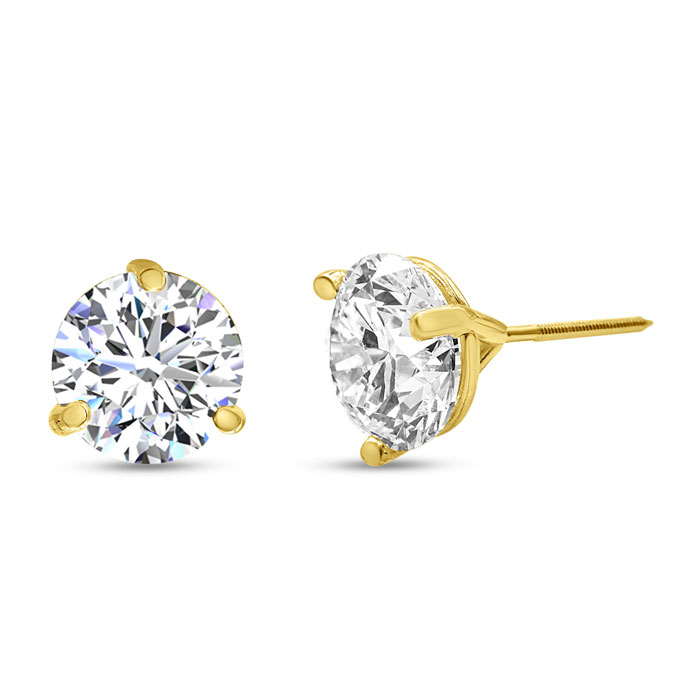 4 Carat Lab Grown Diamond Earrings in 14K Yellow Gold (2 g)  Martini Setting (1 Color  VS2) by SuperJeweler