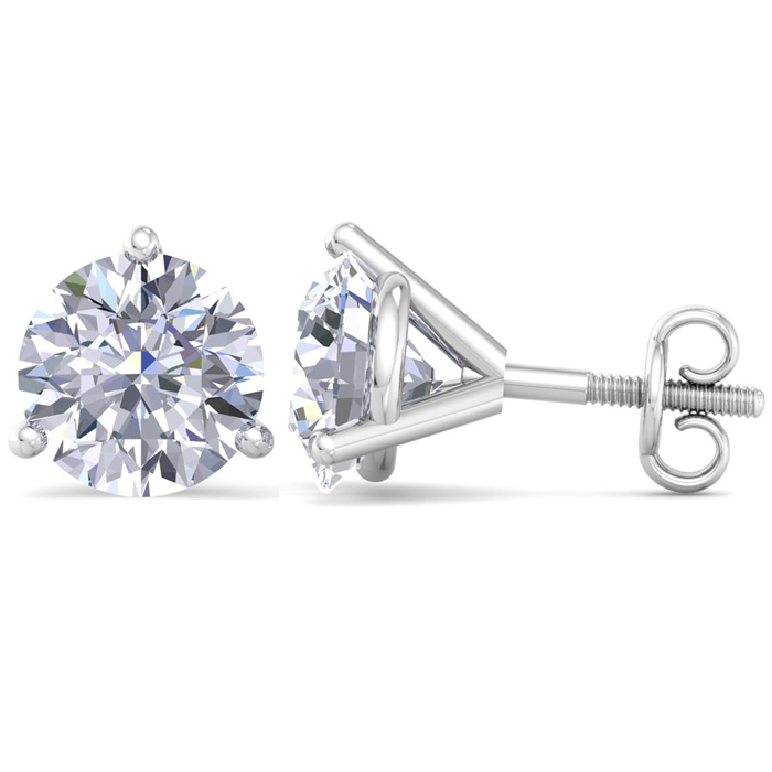 6 Carat Lab Grown Diamond Earrings in 14K White Gold (2 g)  Martini Setting (1 Color  VS2) by SuperJeweler