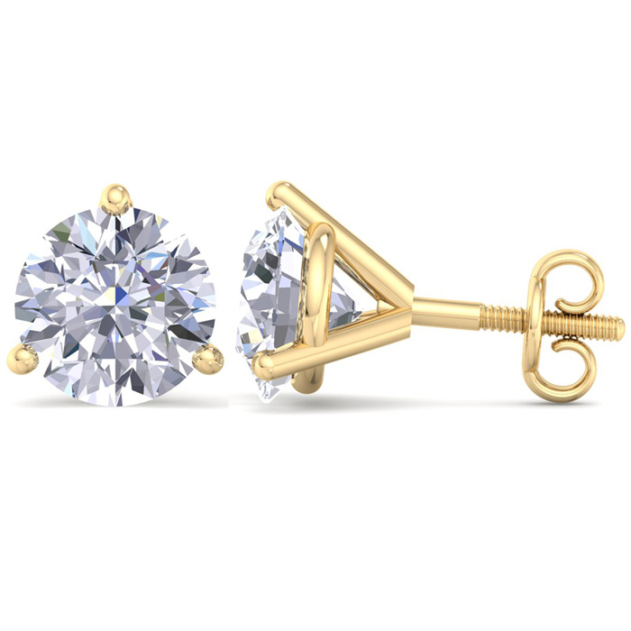 Lab-Grown Diamond 4-Prong Studs (Various Sizes) 14K Yellow Gold / 1 CTW