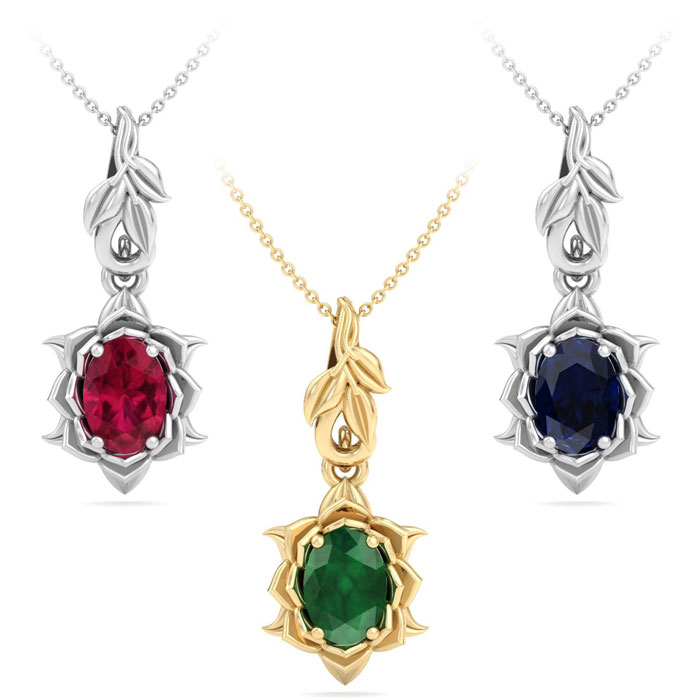 Gemstone Necklaces 1 Carat Oval Shape Gemstone Ornate Necklaces in 14K White Gold (4.4 g) Gold (4.4 g) & Rose Gold (4.4 g) 18 Inch Chain by SuperJeweler