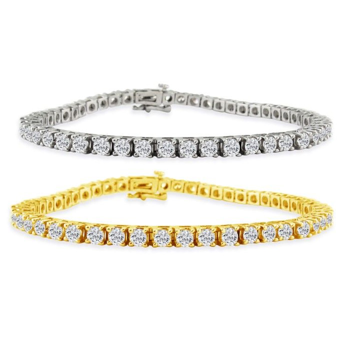 6 Carat Diamond Tennis Bracelet in 14k White Gold (13 g) & Yellow