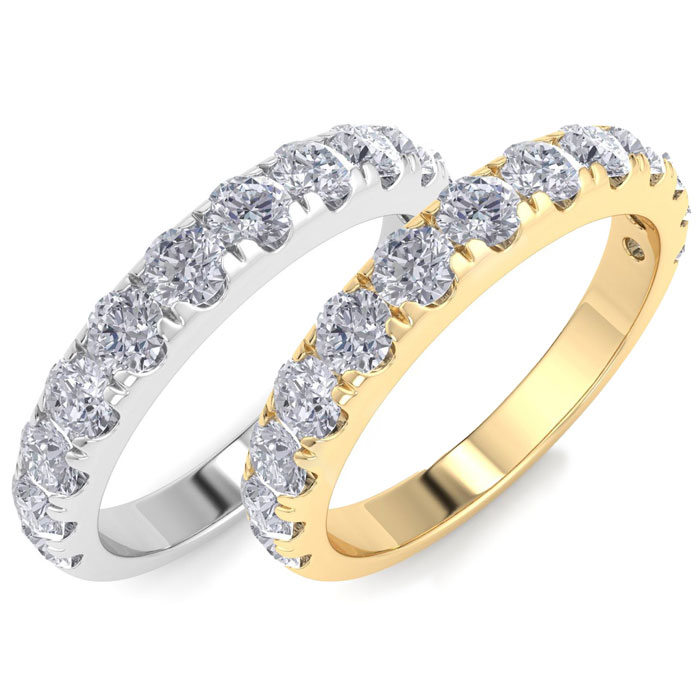 1 Carat Lab Grown Diamond Wedding Bands in 14K White Gold (3.4 g) Yellow Gold (3.4 g) & Rose Gold (3.4 g) by SuperJeweler