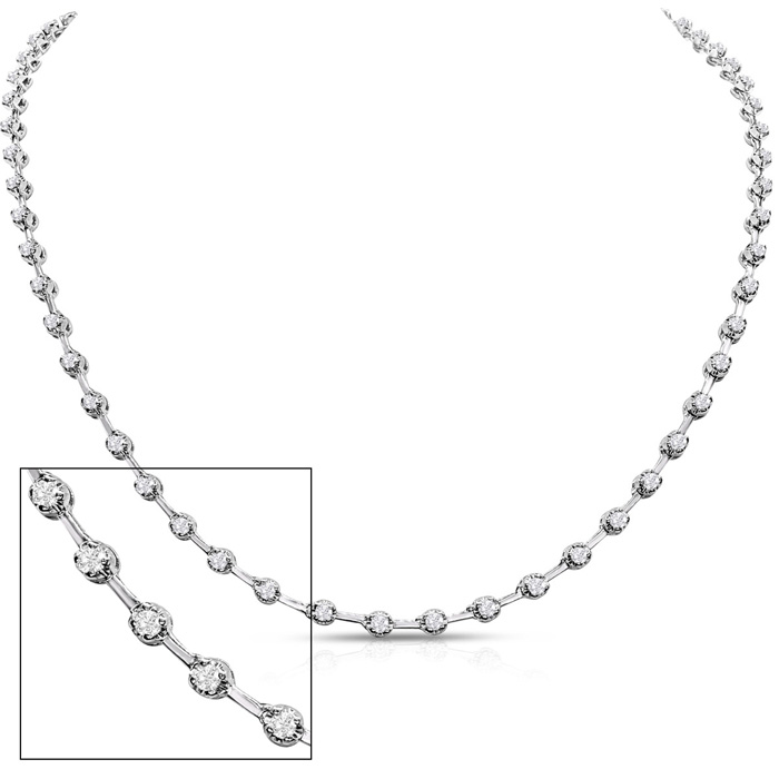 3.20 Carat Diamond Space Necklace in 14K White Gold (18.5 g)  17 