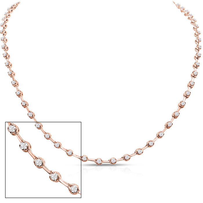 3.20 Carat Diamond Space Necklace in 14K Rose Gold (18.5 g)  17 I