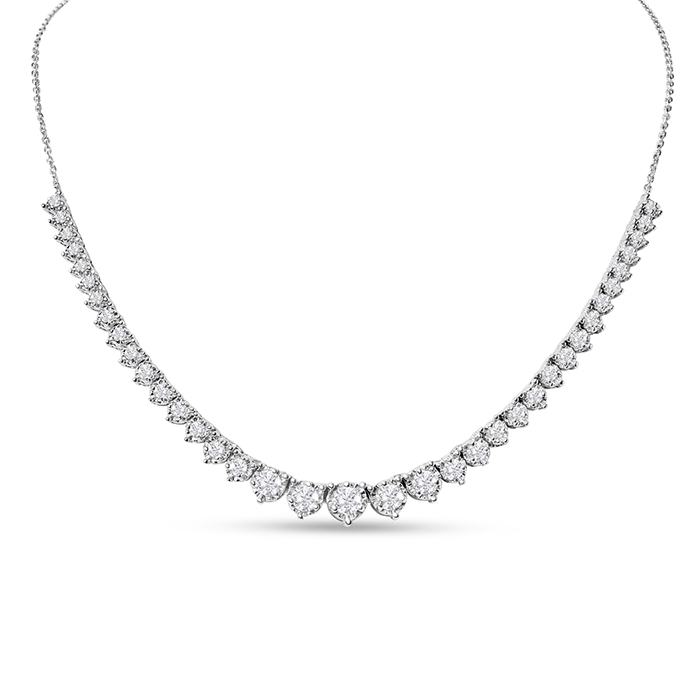 Graduated 2 Carat Diamond Tennis Necklace in 14K White Gold (21 g