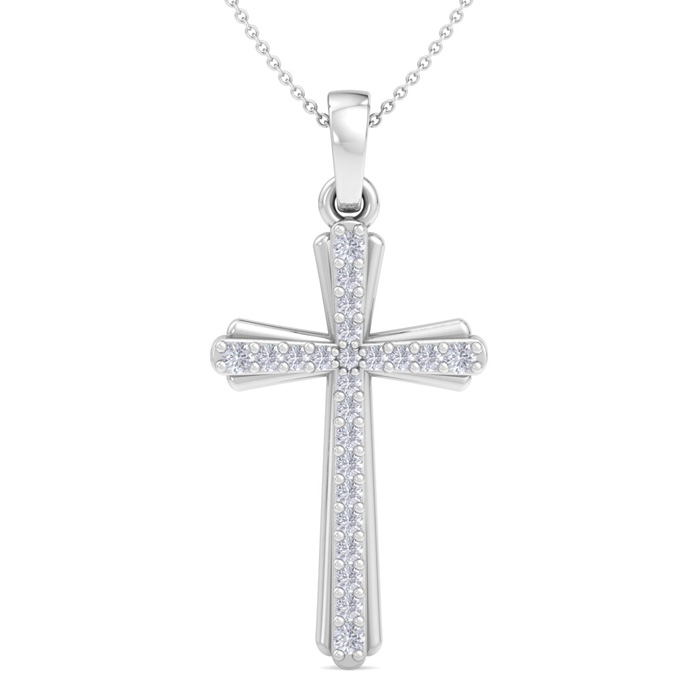 ThyDiamondâ¢ 0.15 Carat Diamond Cross Necklace In 14K White Gold (2.2 G), 18 Inches (I-J, I1-I2)