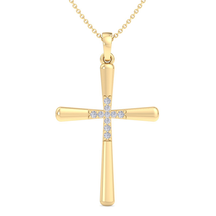 ThyDiamondâ¢ 0.08 Carat Diamond Cross Necklace In 14K Yellow Gold (2.6 G), 18 Inches (I-J, I1-I2)