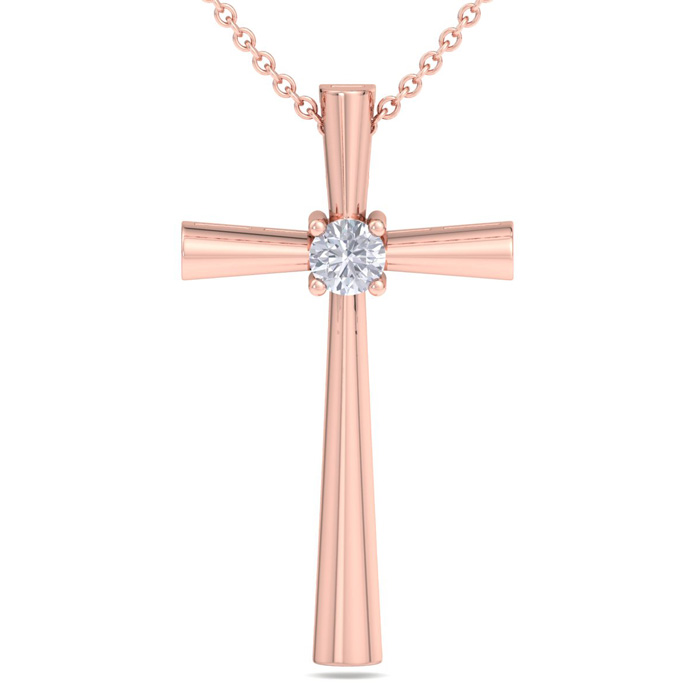 ThyDiamondâ¢ 1/5 Carat Diamond Cross Necklace In 14K Rose Gold (4.3 G), 18 Inches (I-J, I1-I2)