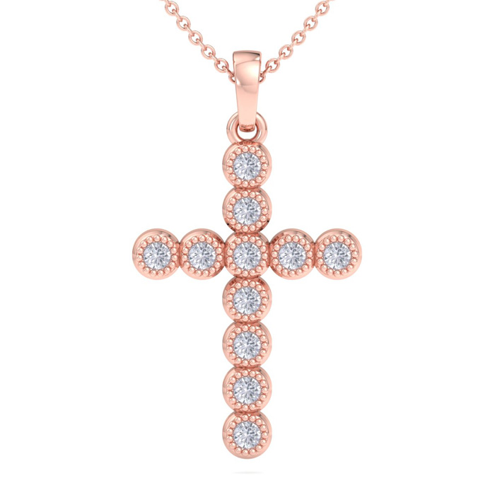 ThyDiamondâ¢ 1/5 Carat Diamond Cross Necklace In 14K Rose Gold (2.85 G), 18 Inches (I-J, I1-I2)
