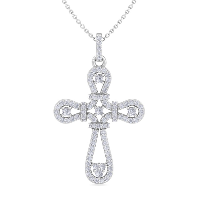 ThyDiamondâ¢ 1/2 Carat Diamond Cross Necklace In 14K White Gold (2.85 G), 18 Inches (I-J, I1-I2)