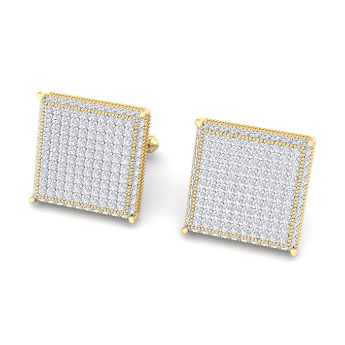 2 3/4 Carat Lab Grown Diamond Cufflinks For Men in 14K Yellow Gold (16.4 g) (1 Color  VS2 Clarity) by SuperJeweler