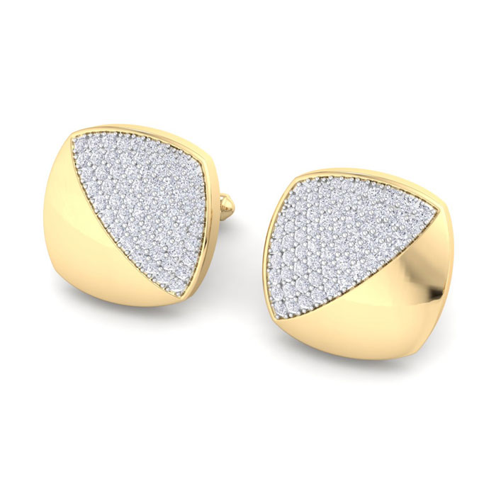 3 1/2 Carat Lab Grown Diamond Cufflinks For Men in 14K Yellow Gold (13.9 g) (1 Color  VS2 Clarity) by SuperJeweler