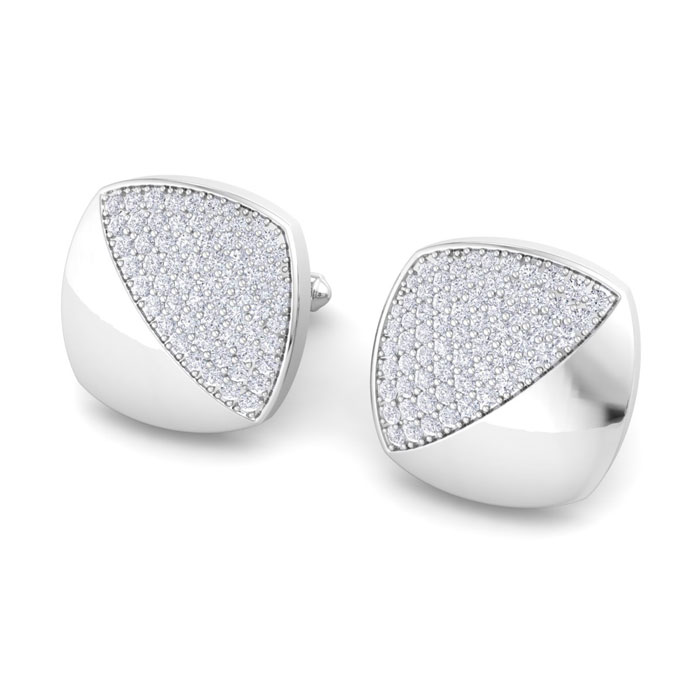 3 1/2 Carat Diamond Cufflinks For Men in 14K White Gold (13.9 g) ( Color  I1-I2 Clarity) by SuperJeweler