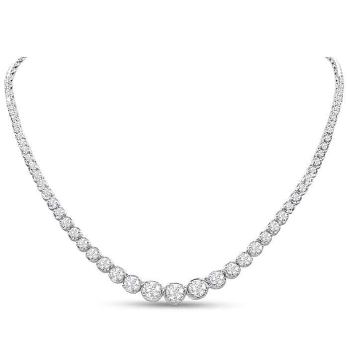 5 Carat Graduated Diamond Tennis Necklace in 14K White Gold (25 g