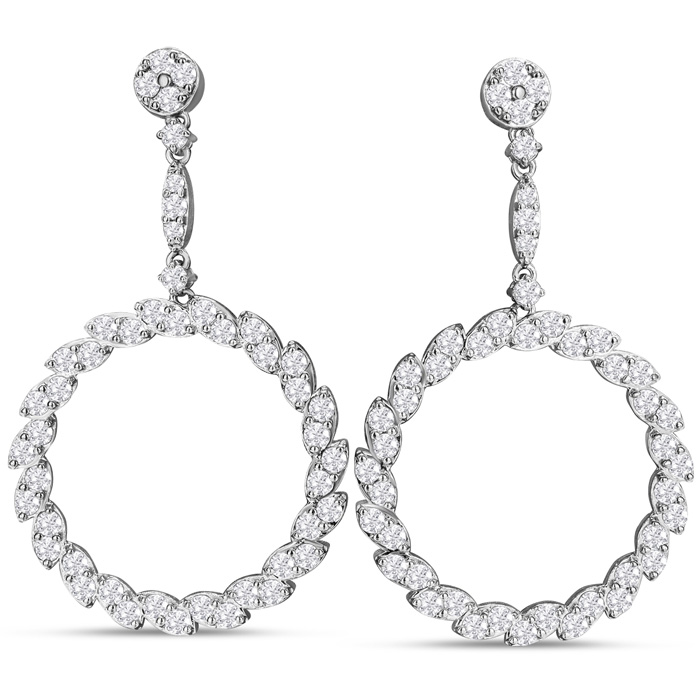 3 1/2 Carat Diamond Drop Earrings in 14K White Gold (10.5 g) (  I1-I2) by SuperJeweler