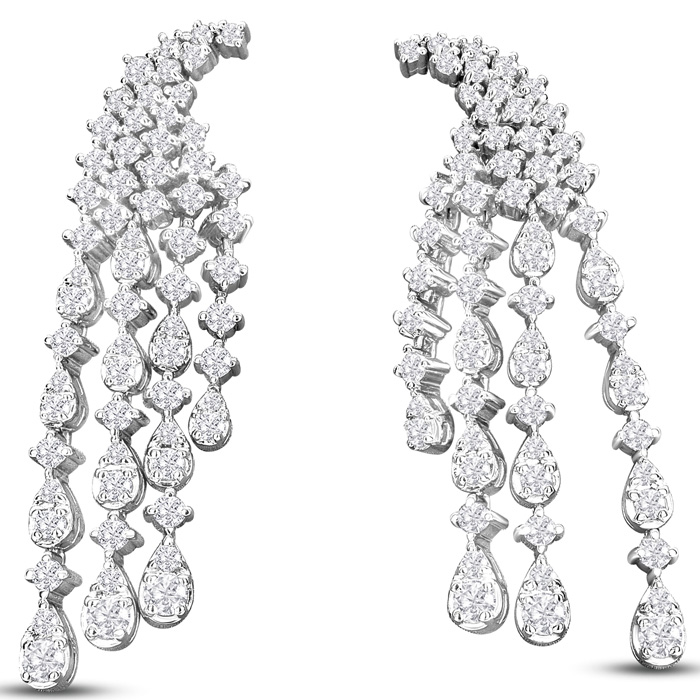 3 1/2 Carat Diamond Drop Earrings in 14K White Gold (13.4 g) (  I