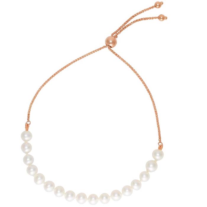 5mm Freshwater Cultured Pearl Adjustable Bolo Bracelet in 14K Rose Gold 6-9 Inches – SuperJeweler