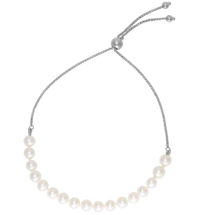 5mm Freshwater Cultured Pearl Adjustable Bolo Bracelet in 14K White Gold 6-9 Inches – SuperJeweler