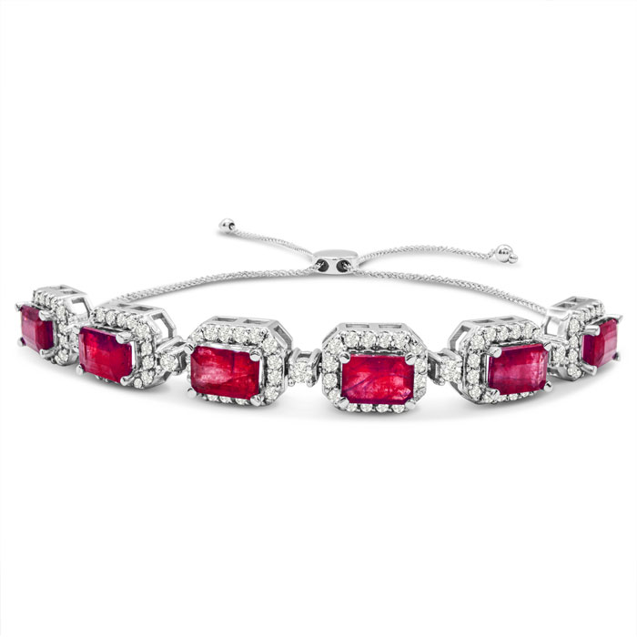 4 Carat Ruby Bracelet w/ Diamonds in 14K White Gold (6.2 g) Adjustable 6-9 Inches ( I1-I2) – SuperJeweler
