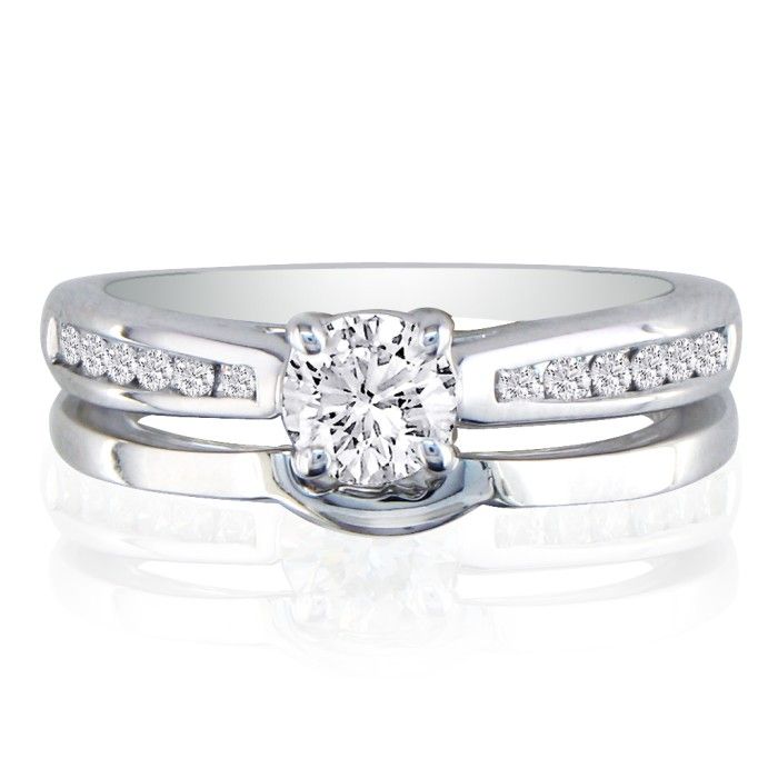 Very Fine 3/4 Carat Diamond Bridal Ring Set in 14k White Gold (5.8 g) (, SI2-I1) by SuperJeweler