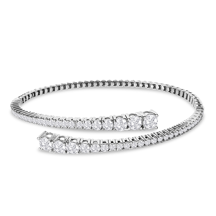 2.5 Carat Diamond Flexible Bangle Bracelet in 14K White Gold (11 