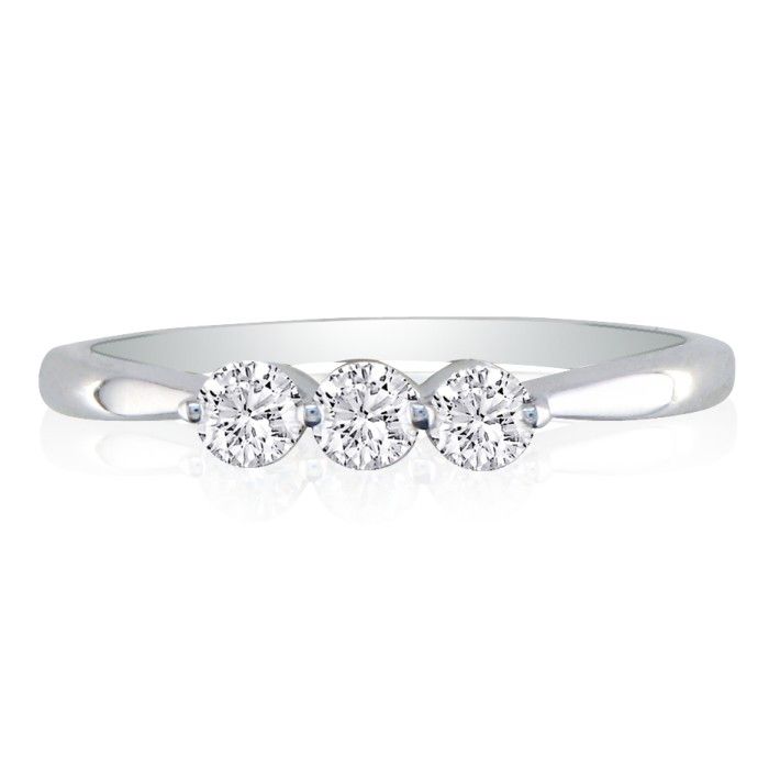 1/3 Carat Three Diamond Wedding Band in White Gold (1.5 Grams) (, I2) by SuperJeweler