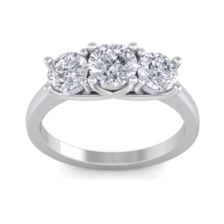 2 Carat Three Diamond Ring in Platinum (
