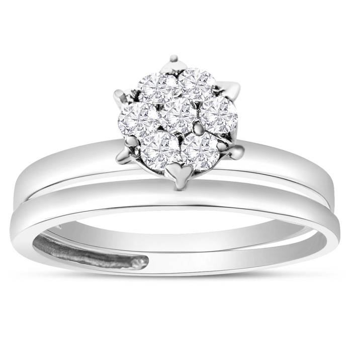 1/8 Carat Petite Diamond Bridal Ring Set in White Gold (2.3 g),  by SuperJeweler