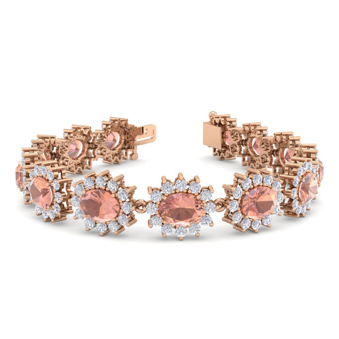 Retrograde Birthstones™ 19 Carat Oval Shape Morganite Bracelet 