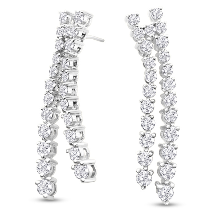 4 Carat Diamond Drop Earrings in 14K White Gold (11.8 g)  1.5 Inc