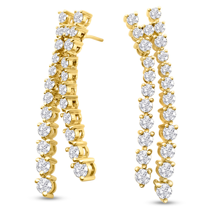 4 Carat Diamond Drop Earrings in 14K Yellow Gold (11.8 g)  1.5 Inches ( Color  I1-I2 Clarity) by SuperJeweler