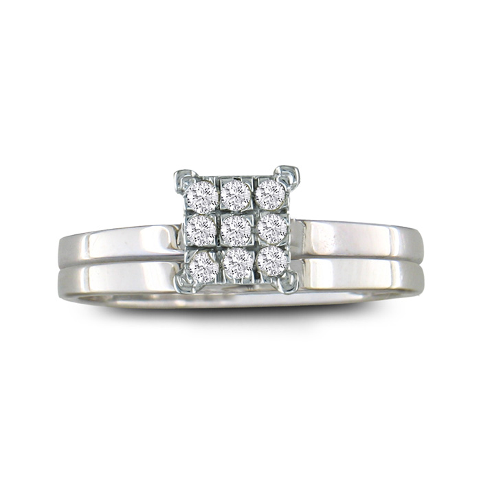 1/7 Carat Lovely Diamond Bridal Ring Set in White Gold (2.1 g),  by SuperJeweler