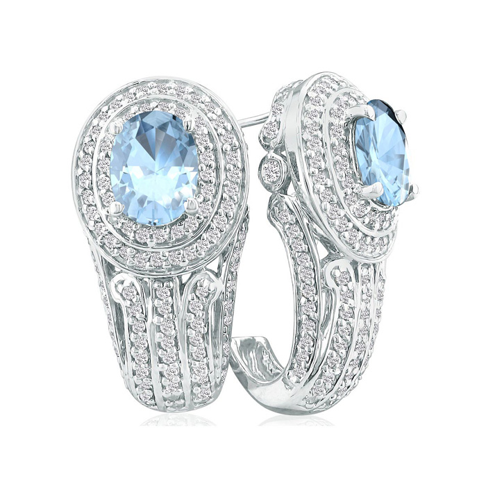 Bold 3 3/4 Carat Aquamarine & Diamond Earrings in 14k White Gold,  by SuperJeweler