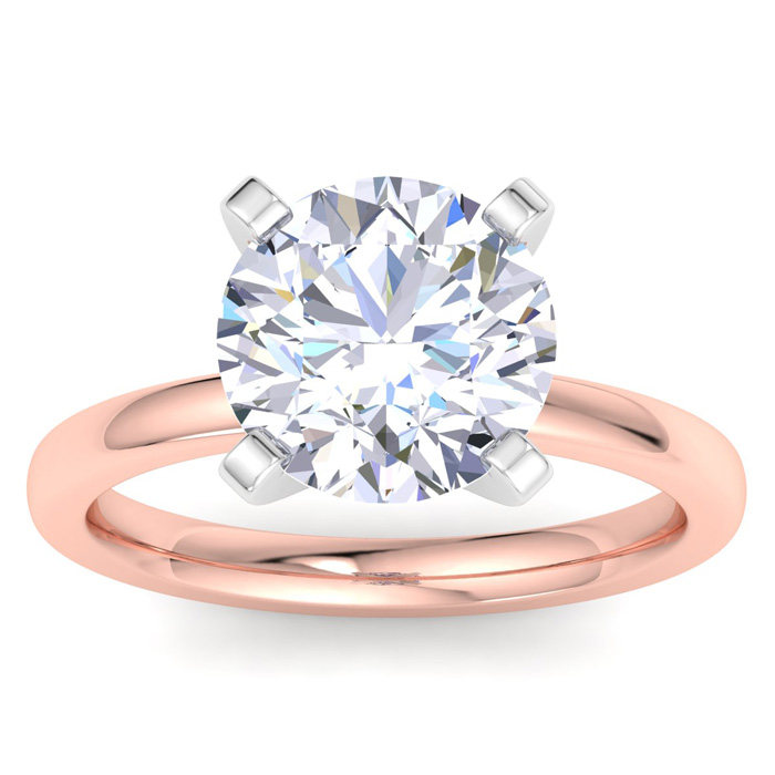 4 Carat Round Shape Lab Grown Diamond Solitaire Engagement Ring in 14K Rose Gold (2 g) (1 Color VS2)  Size 6.5 by SuperJeweler